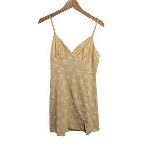 Ruby Sees Womens Daisy Babydoll Mini Dress 10 NWT Butter Yellow Spaghetti Strap